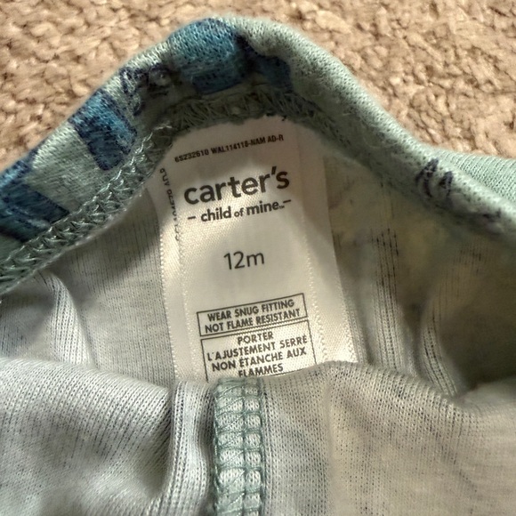 Carter's Dinosaur Print Pajama Set - Gray and Green - Picture 3 of 3